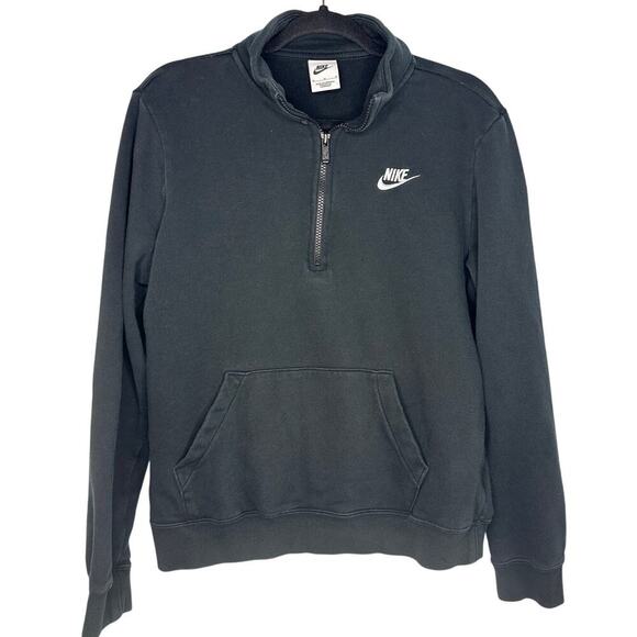 Nike Quarter Zip Sweatshirt Women's Size Medium Black Athleisure Active Cropped - Picture 1 of 7